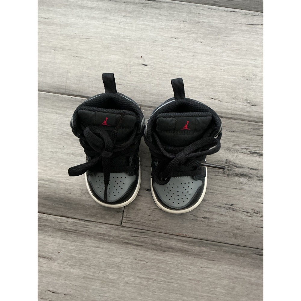 Jordan 1 Mid Shadow 2.0 Black Grey Toddler Sneakers 647735-096 Size 3C - Picture 2 of 5